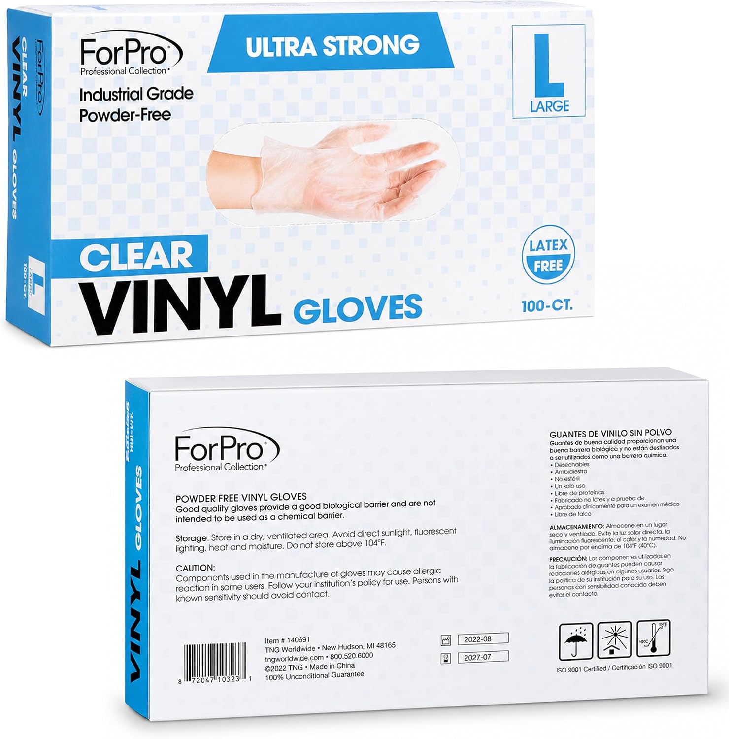 ForPro Disposable Vinyl Gloves, Industrial Grade, Powder & Latex Free, Non-Sterile, Food Safe, 2.75 Mil Palm, 3.9 Mil Fingers - Image 2