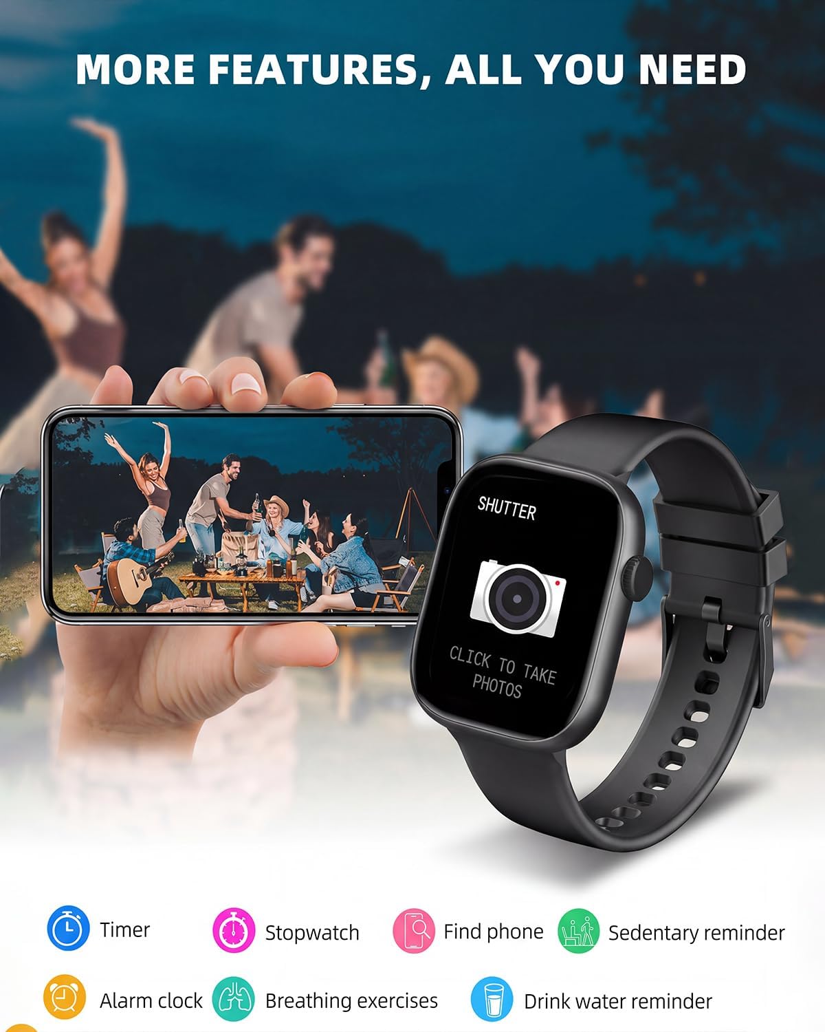 KIPTUMTEK Smart Watch for Women Men, Fitness and Sleep Trackers with 1.83" HD Touchscreen, Bluetooth Calling Smartwatch for Android/iOS, IP67 Waterproof Multi-Sport Modes Pedometer, Jet Black - Image 8